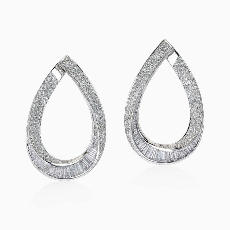 Round Cut White Sapphire Hoop Earrings For Women Belovegrace