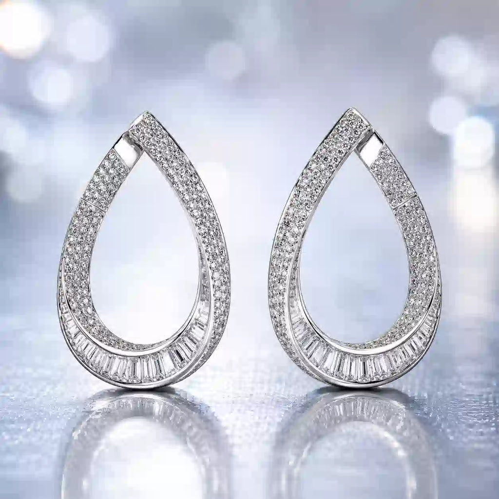 Elegant Round Cut White Sapphire Hoop Earrings For Women
