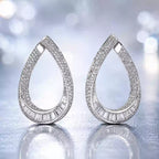 Elegant Round Cut White Sapphire Hoop Earrings For Women