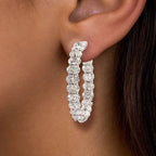 Classic Oval Cut White Sapphire Hoop Earrings For Women Belovegrace