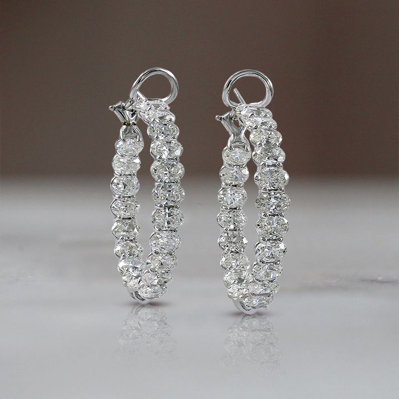 Classic Oval Cut White Sapphire Hoop Earrings For Women Belovegrace