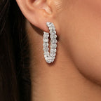 Classic Oval Cut White Sapphire Hoop Earrings For Women Belovegrace