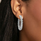 Classic Oval Cut White Sapphire Hoop Earrings For Women Belovegrace