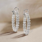 Classic Oval Cut White Sapphire Hoop Earrings For Women Belovegrace