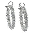 Classic Oval Cut White Sapphire Hoop Earrings For Women Belovegrace