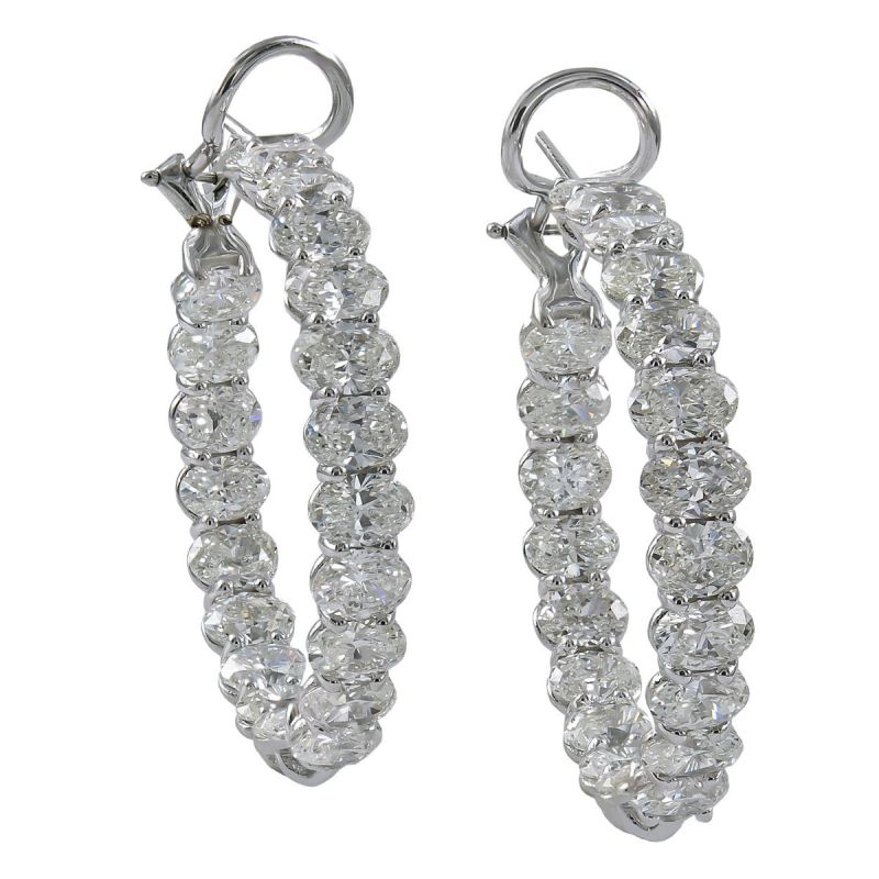 Classic Oval Cut White Sapphire Hoop Earrings For Women Belovegrace