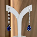 Elegant Earrings Pear Cut Blue Sapphire Drop Earrings For Women Belovegrace
