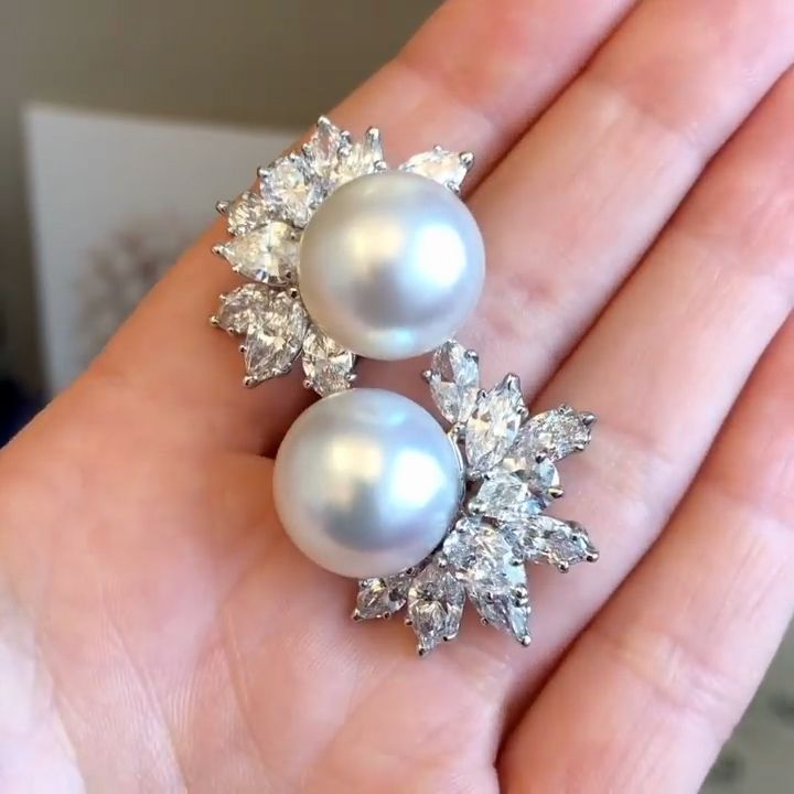 Fashion Marquise Cut Pearl Sapphire Stud Earrings For Women Belovegrace