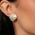 Fashion Marquise Cut Pearl Sapphire Stud Earrings For Women Belovegrace