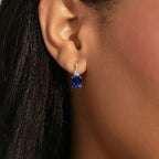 Cushion Cut Blue Sapphire Drop Earrings For Women Belovegrace