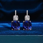Cushion Cut Blue Sapphire Drop Earrings For Women Belovegrace