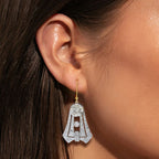 Art Deco Two Tone Round Cut White Sapphire Drop Earrings For Women Belovegrace