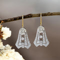 Art Deco Two Tone Round Cut White Sapphire Drop Earrings For Women Belovegrace