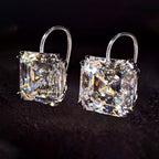 Classic Solitaire White Sapphire Asscher Cut Drop Earrings For Women Belovegrace