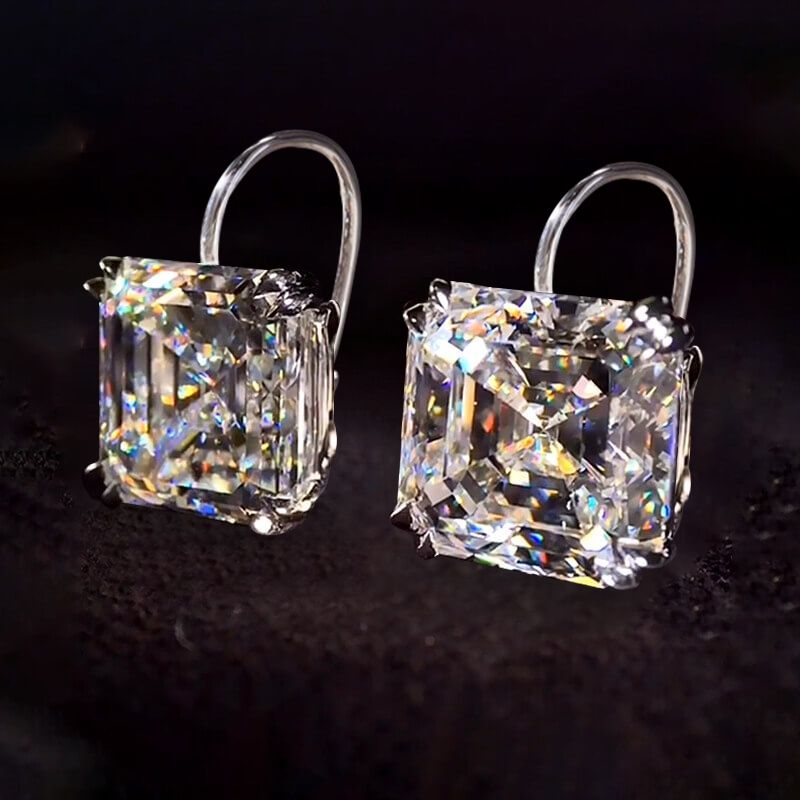 Classic Solitaire White Sapphire Asscher Cut Drop Earrings For Women Belovegrace
