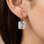 Classic Solitaire White Sapphire Asscher Cut Drop Earrings For Women