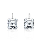 Classic Solitaire White Sapphire Asscher Cut Drop Earrings For Women Belovegrace