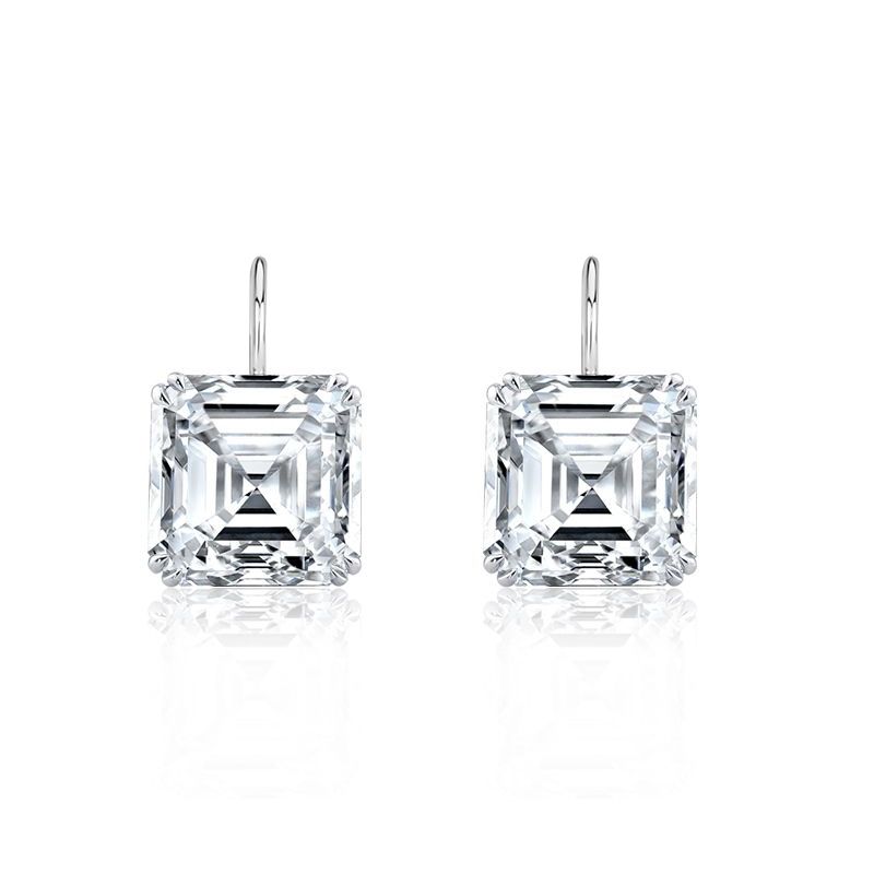Classic Solitaire White Sapphire Asscher Cut Drop Earrings For Women Belovegrace