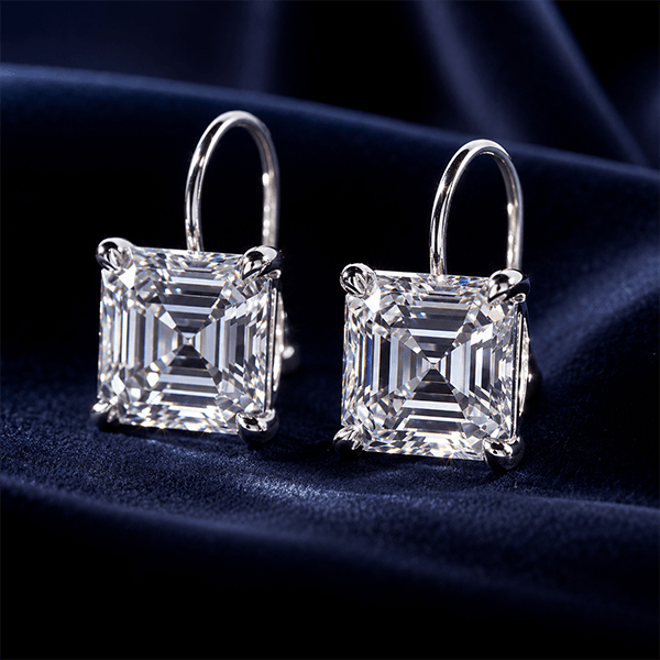 Classic Solitaire White Sapphire Asscher Cut Drop Earrings For Women