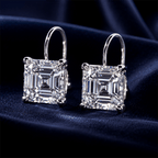 Classic Solitaire White Sapphire Asscher Cut Drop Earrings For Women
