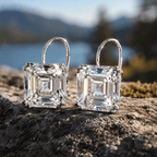 Classic Solitaire White Sapphire Asscher Cut Drop Earrings For Women