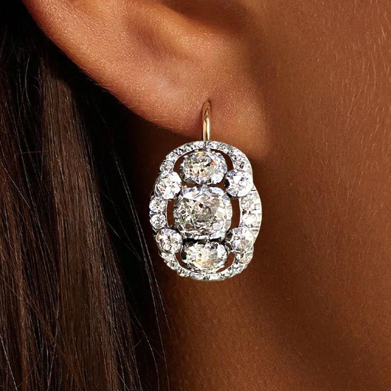 Vintage Two Tone White Sapphire Cushion Cut Drop Earrings For Women Belovegrace