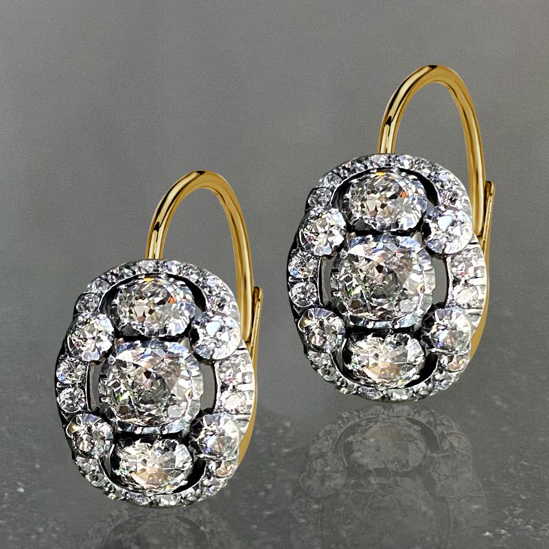 Vintage Two Tone White Sapphire Cushion Cut Drop Earrings For Women Belovegrace
