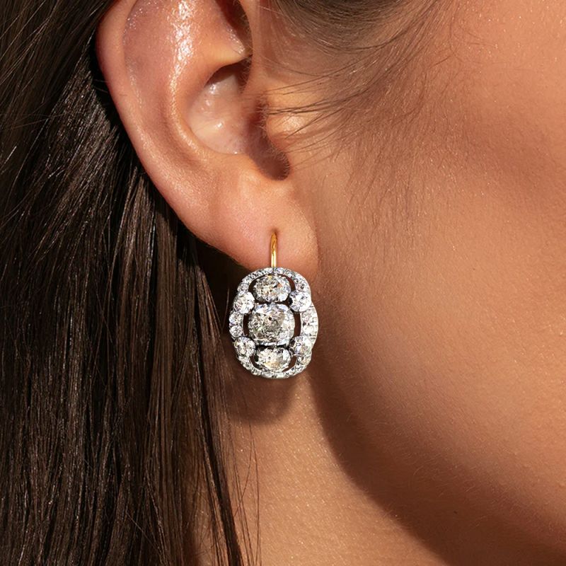 Vintage Two Tone White Sapphire Cushion Cut Drop Earrings For Women Belovegrace