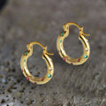 Golden Round Cut Multi-Color Sapphire Hydrangea Hoop Earrings For Women Belovegrace