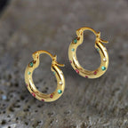 Golden Round Cut Multi-Color Sapphire Hydrangea Hoop Earrings For Women Belovegrace