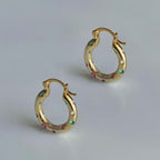Golden Round Cut Multi-Color Sapphire Hydrangea Hoop Earrings For Women Belovegrace
