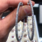 Classic Round Cut White Sapphire Hoop Earrings For Women Belovegrace