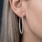 Luxury Jewelry Classic Round Cut White Sapphire Hoop Earrings For Women