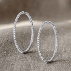 Luxury Jewelry Classic Round Cut White Sapphire Hoop Earrings For Women