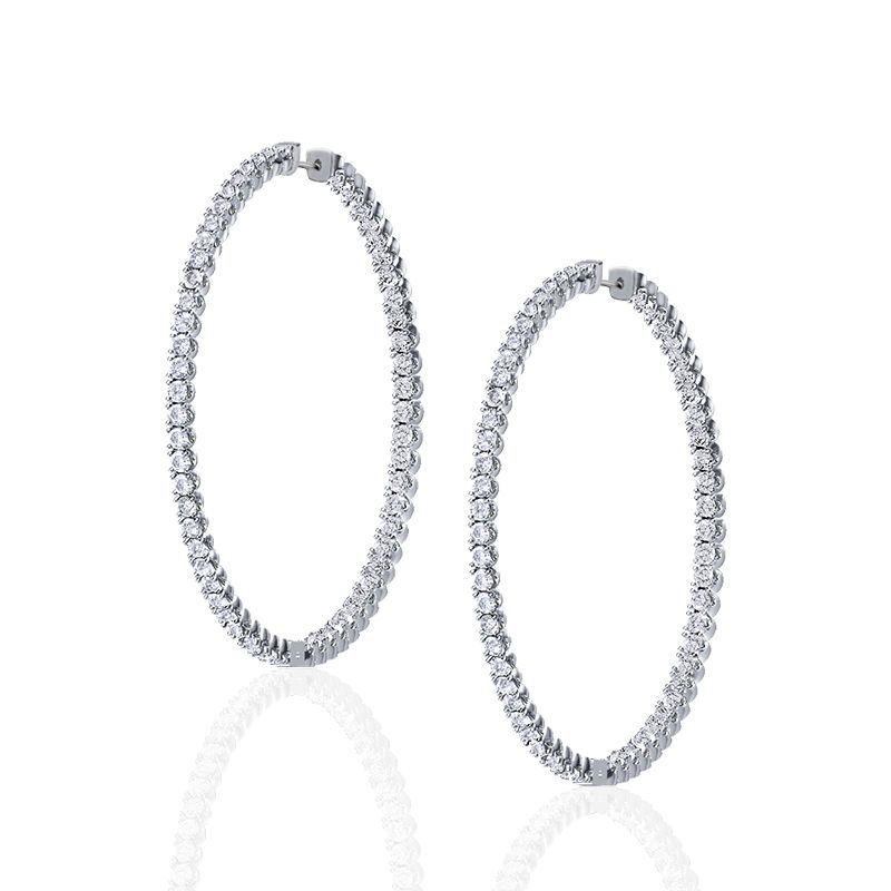 Classic Round Cut White Sapphire Hoop Earrings For Women Belovegrace