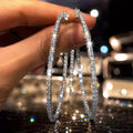 Luxury Jewelry Classic Round Cut White Sapphire Hoop Earrings For Women