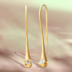 Unique Golden White Sapphire Round Cut Drop Earrings For Women Belovegrace