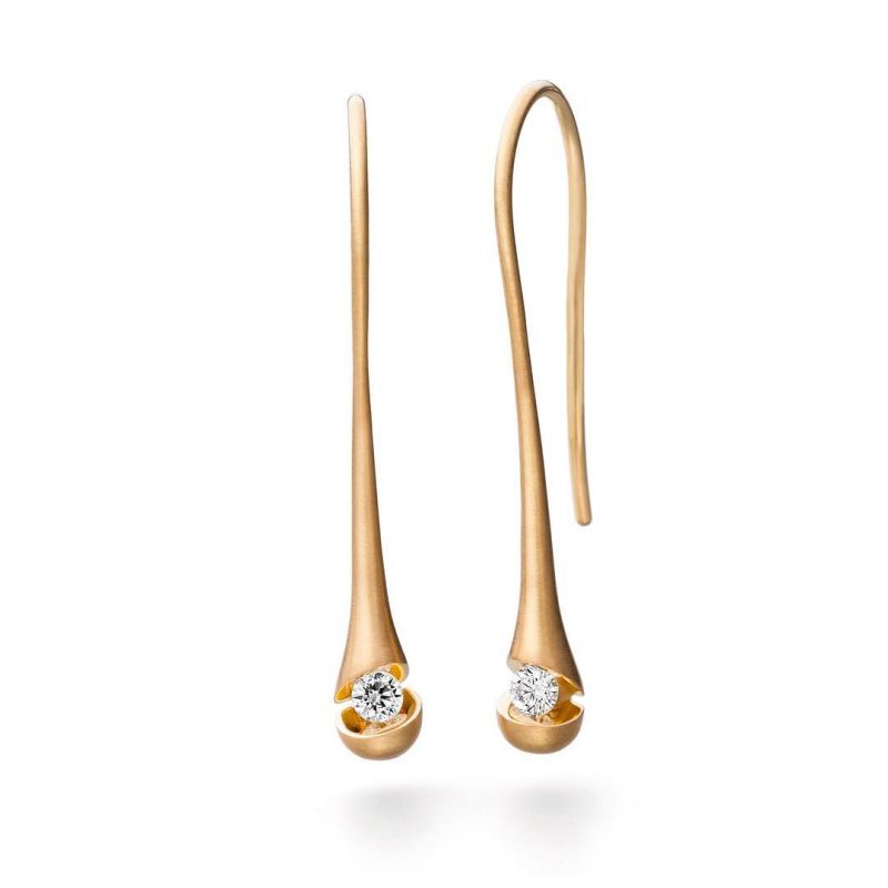 Unique Golden White Sapphire Round Cut Drop Earrings For Women Belovegrace