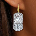 Vintage Two Tone Round Cut White Sapphire Drop Earrings For Women Belovegrace