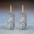 Vintage Two Tone Round Cut White Sapphire Drop Earrings For Women Belovegrace