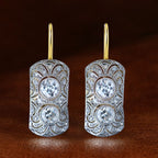 Vintage Two Tone Round Cut White Sapphire Drop Earrings For Women Belovegrace