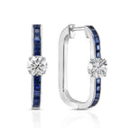 Classic Blue & White Sapphire Round & Princess Cut Hoop Earrings For Women Belovegrace