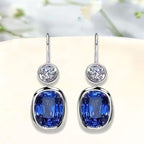 Classic Cushion Cut Blue Sapphire Drop Earrings For Women Belovegrace