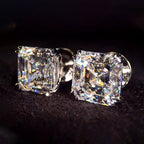 Classic Asscher Cut White Sapphire Stud Earrings For Women Belovegrace