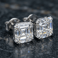 Elegant Solitaire Asscher Cut White Sapphire Stud Earrings For Women