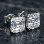 Classic Double Prong Asscher Cut White Sapphire Stud Earrings For Women
