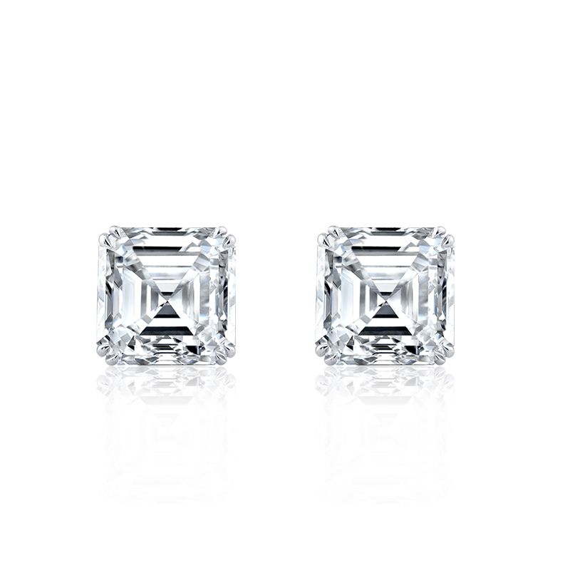 Classic Asscher Cut White Sapphire Stud Earrings For Women Belovegrace