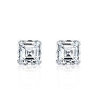 Classic Asscher Cut White Sapphire Stud Earrings For Women Belovegrace