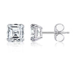 Classic Asscher Cut White Sapphire Stud Earrings For Women Belovegrace