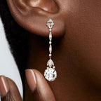 Vintage White Sapphire Round Cut Drop Earrings For Women Belovegrace